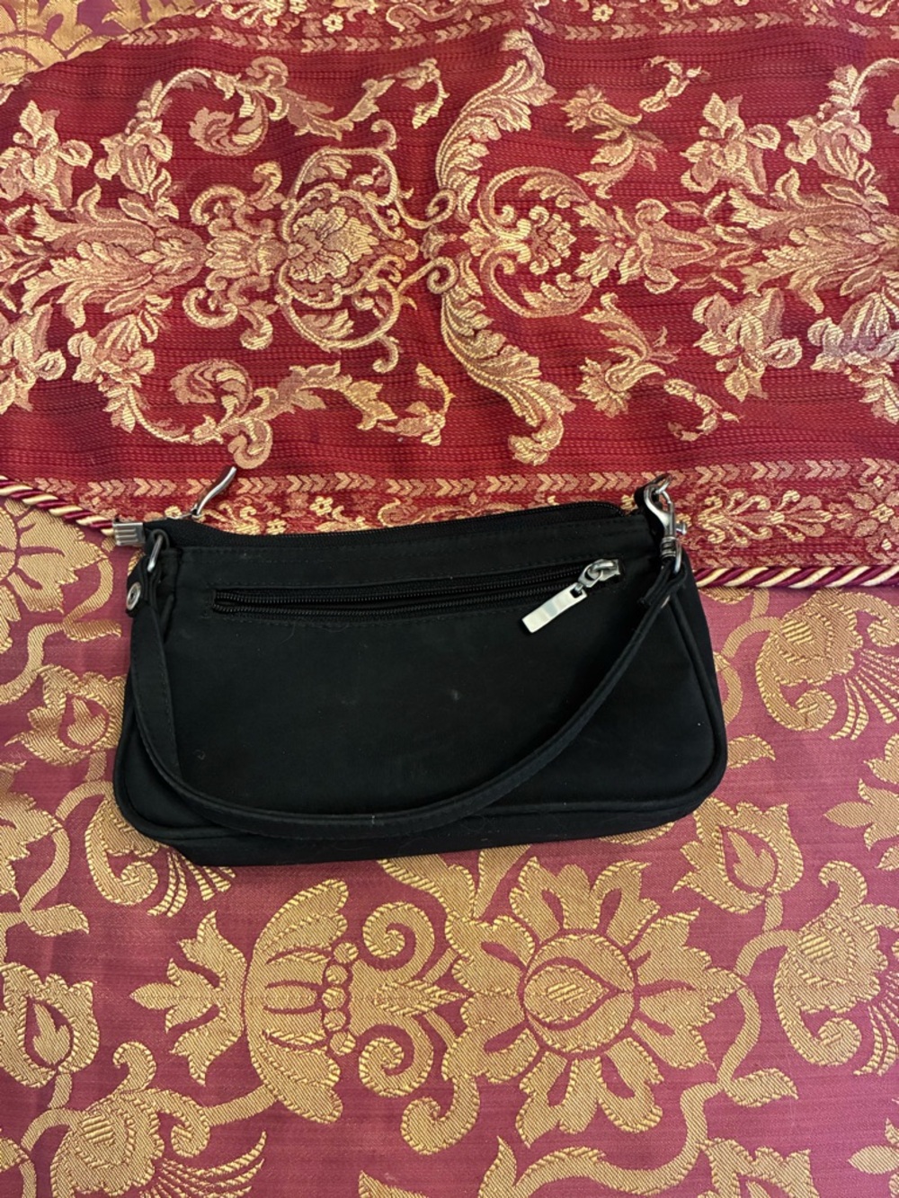Black Suede Shoulder Bag - Classic Women's Handbag